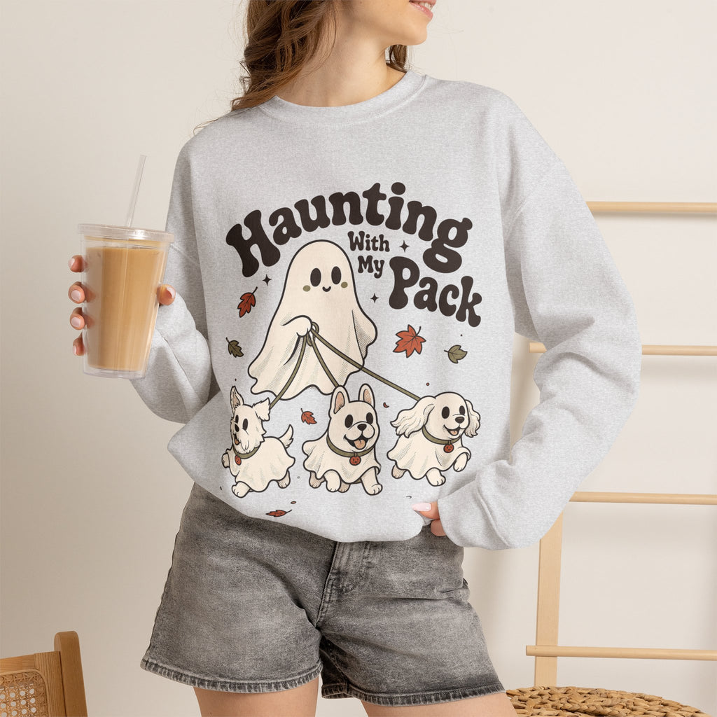 Haunting With My Pack Sweatshirt - Ash - On Model Female
