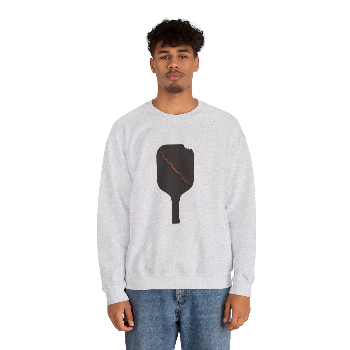 Pickleball Paddle Graphic Sweatshirt - Ash - On Model Male