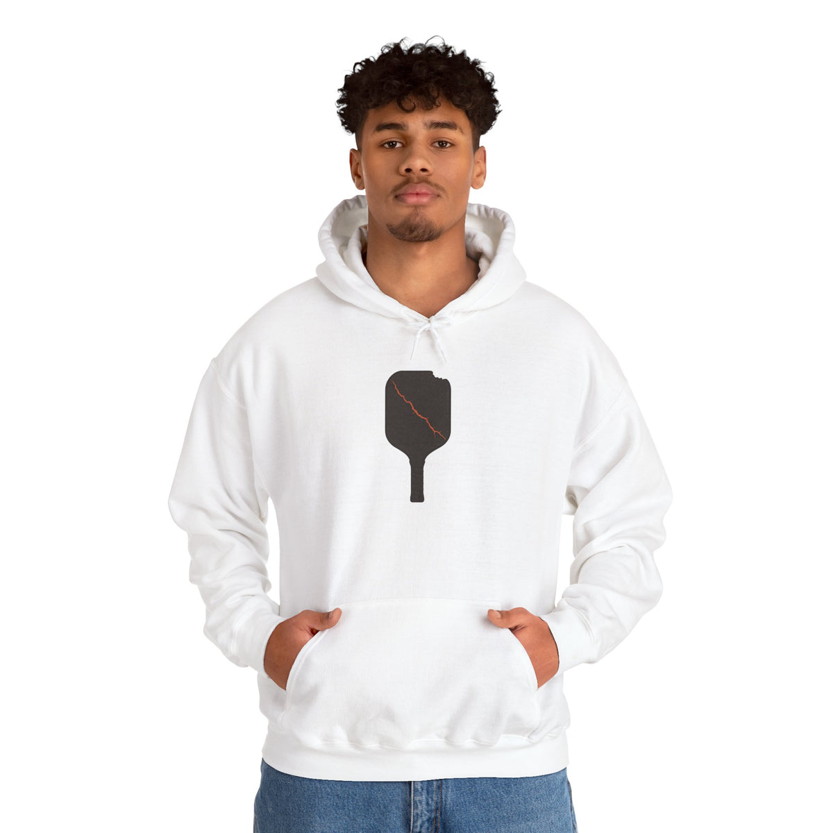 Pickleball Paddle Graphic Hoodie - White - On Model Male