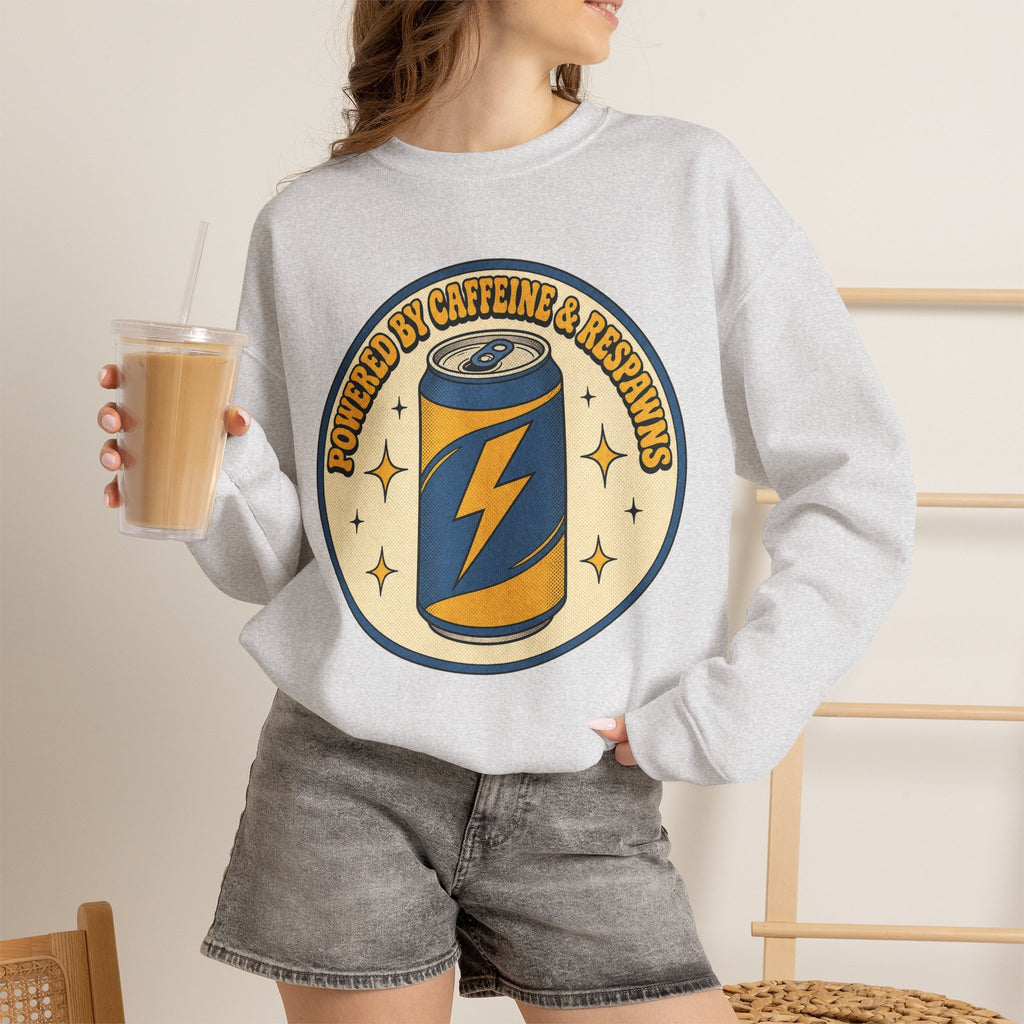 Caffeinated Energy Can Sweatshirt - Ash - On Model Female