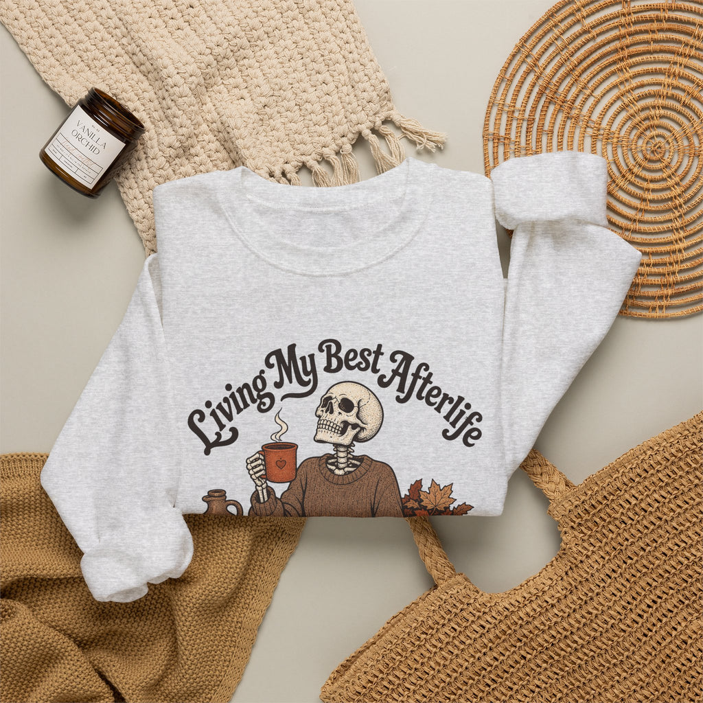 Living My Best Afterlife Sweatshirt - Ash - flat lay