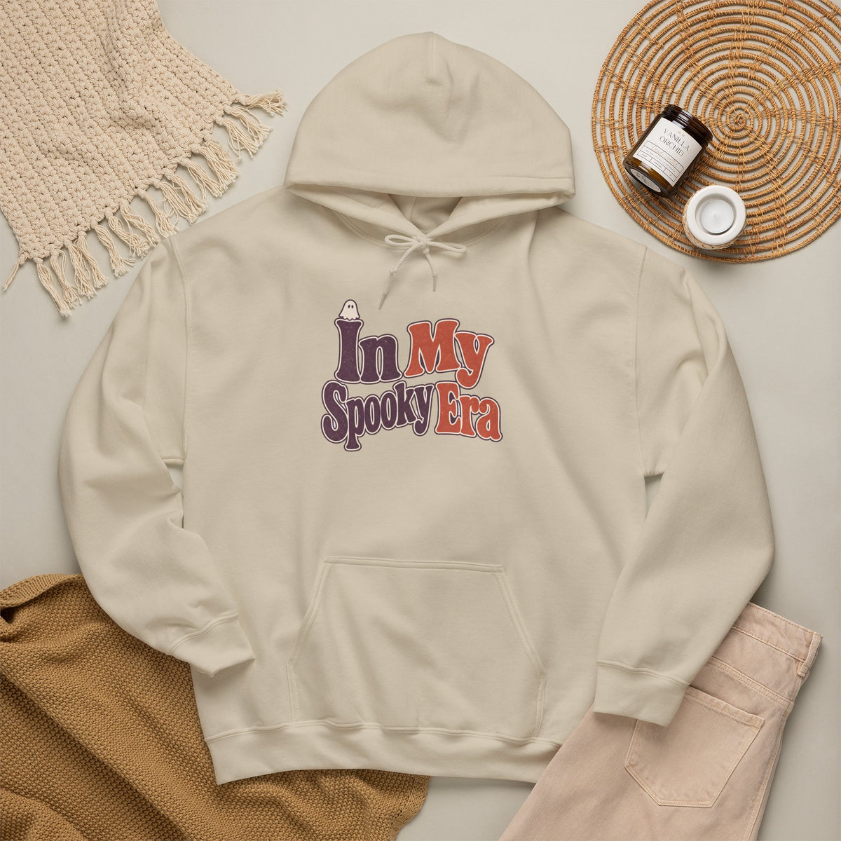In My Spooky Era Hoodie - Sand - Flat Lay