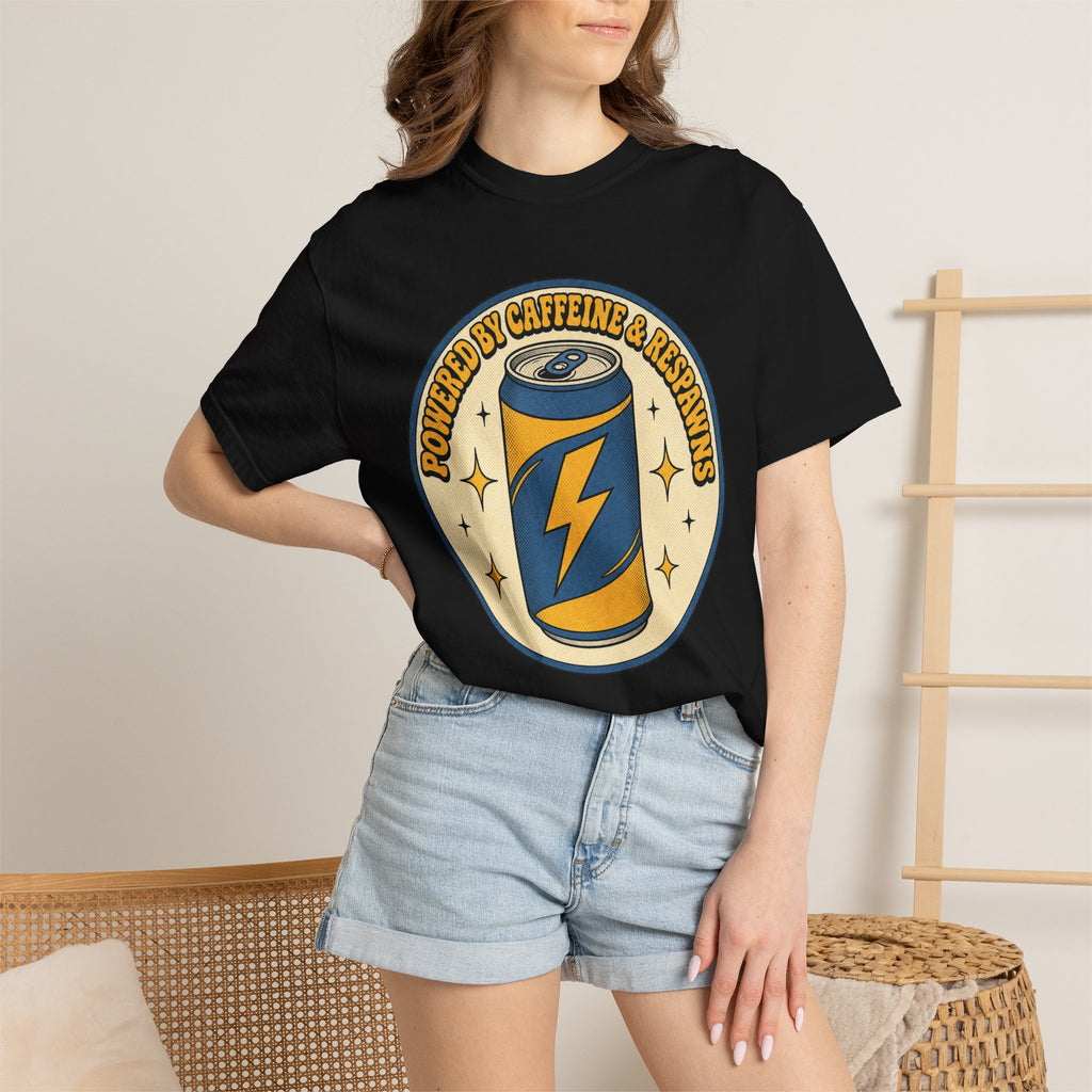 Caffeinated Energy Can T-shirt - Black - On Model Close-Up