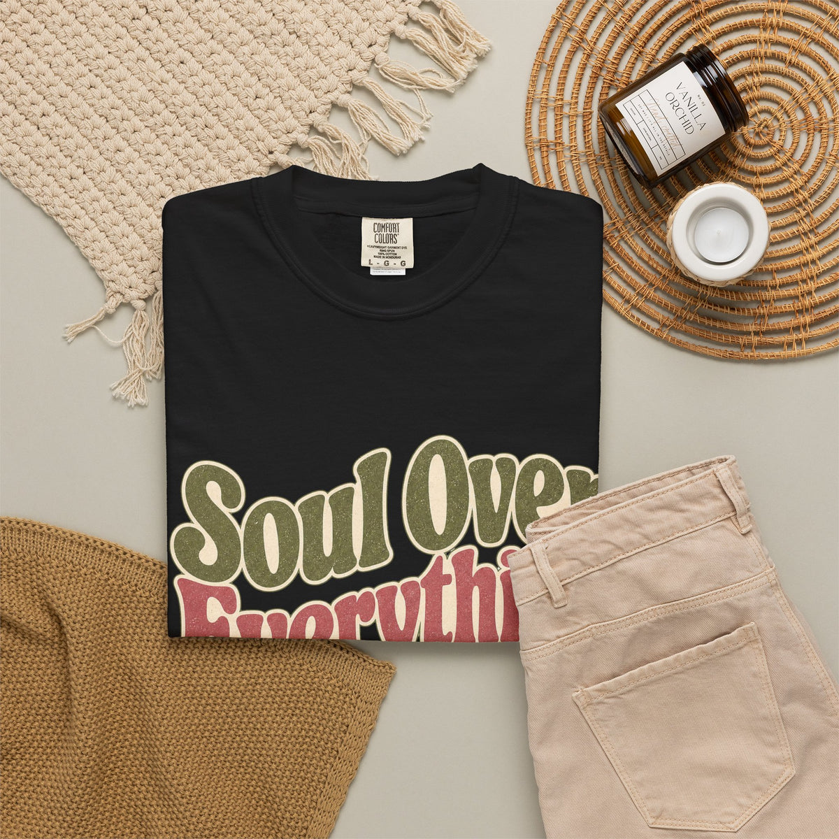 Soul Over Everything T-shirt - Black - Flat Lay
