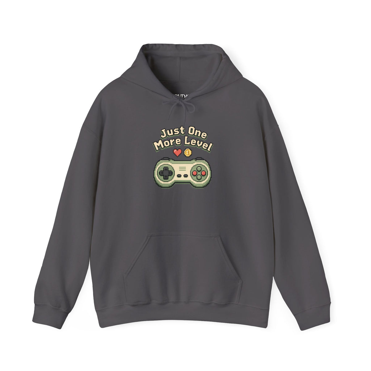 Just One More Level Hoodie - Charcoal - Flat Lay