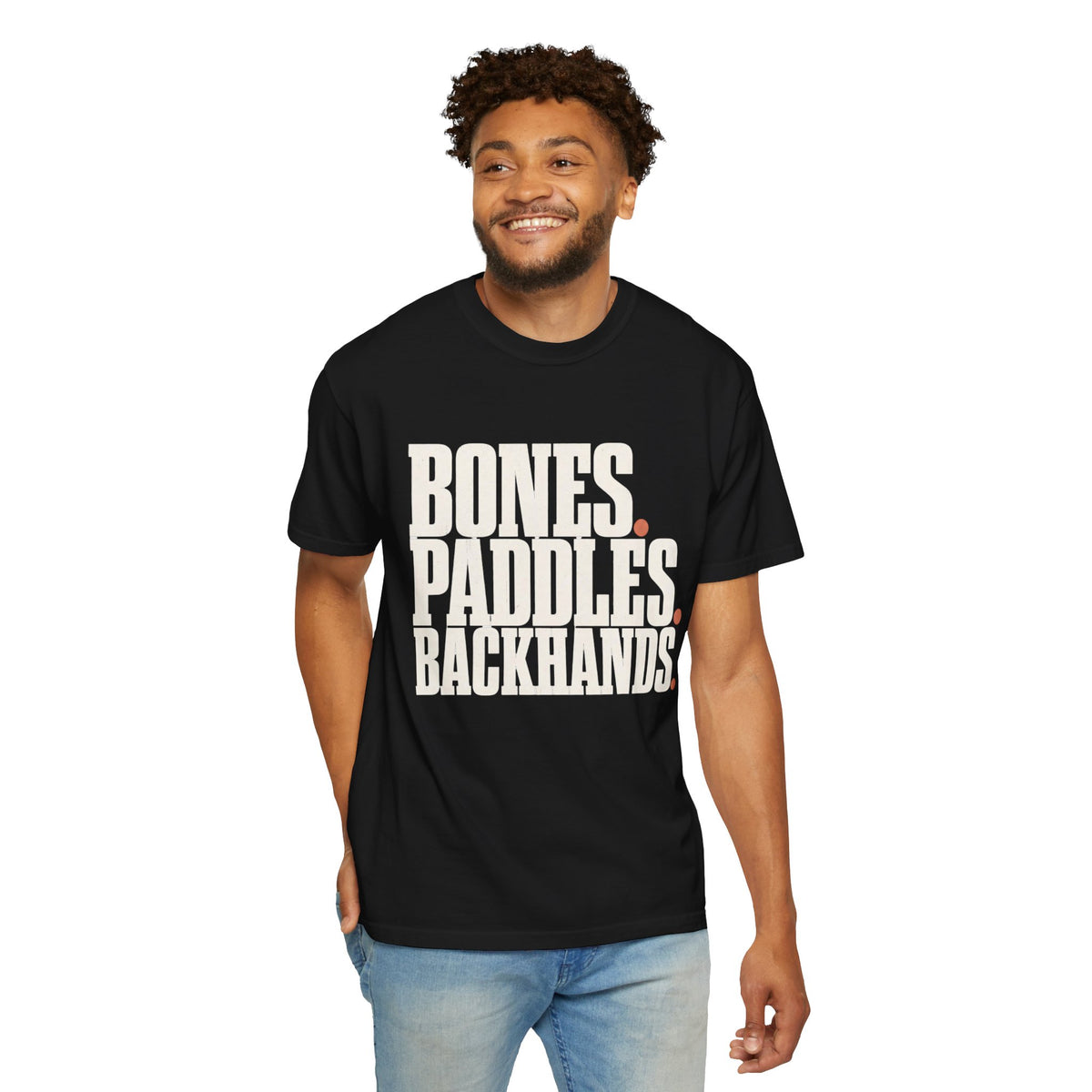 Bones Paddles Backhands T-Shirt - Black - On Model Front