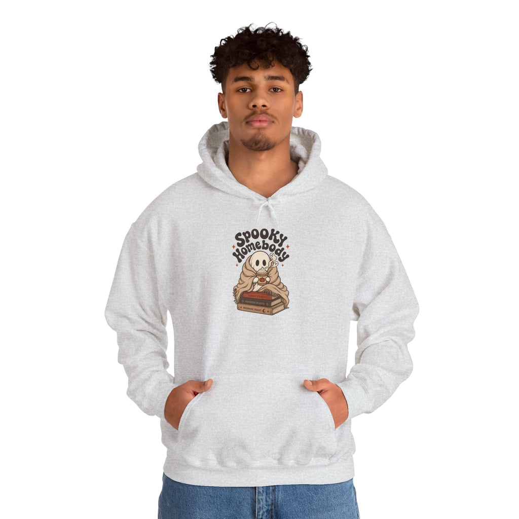 Spooky Homebody Ghost Hoodie - Ash - on model male