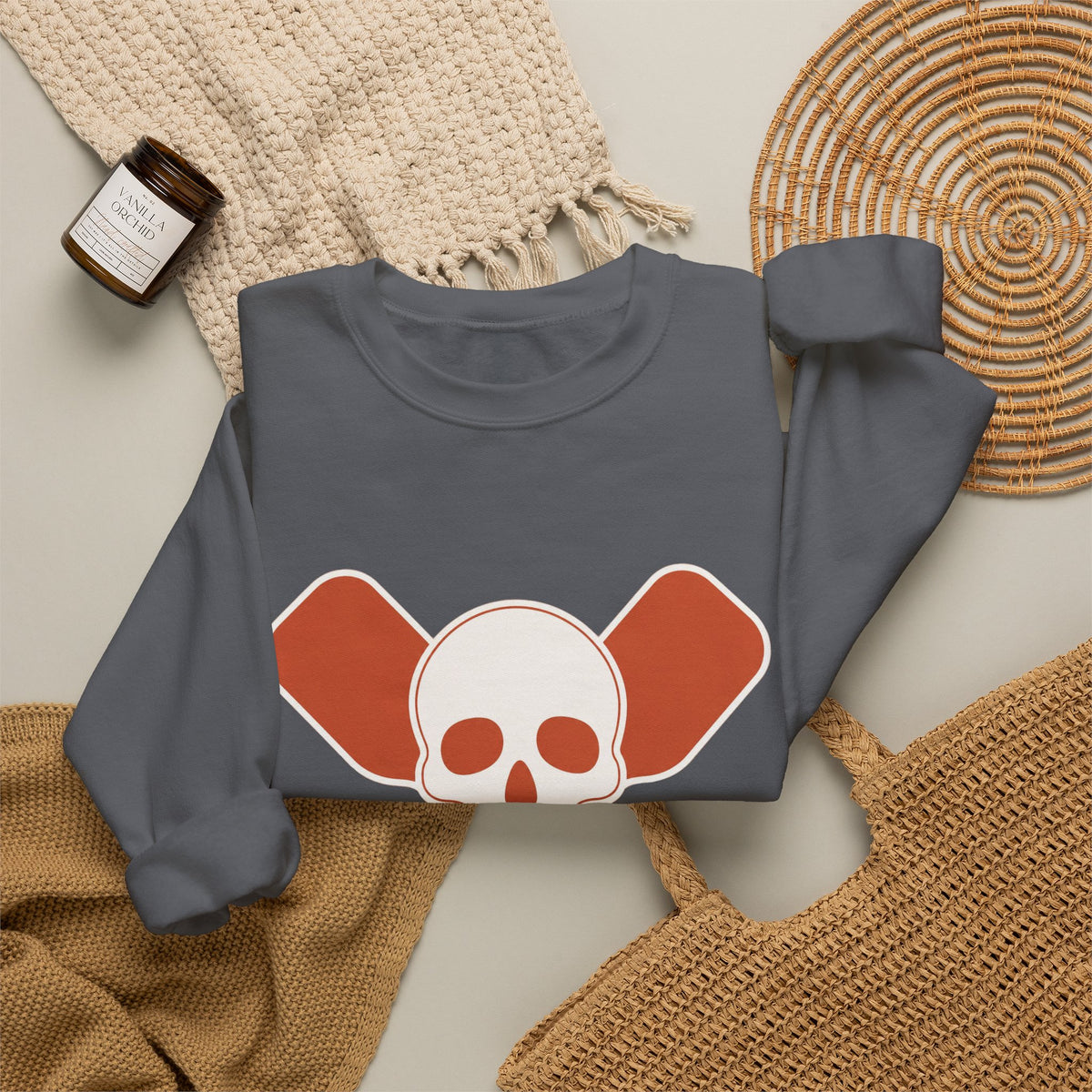Skull & Oars Sweatshirt - Charcoal - Flat Lay