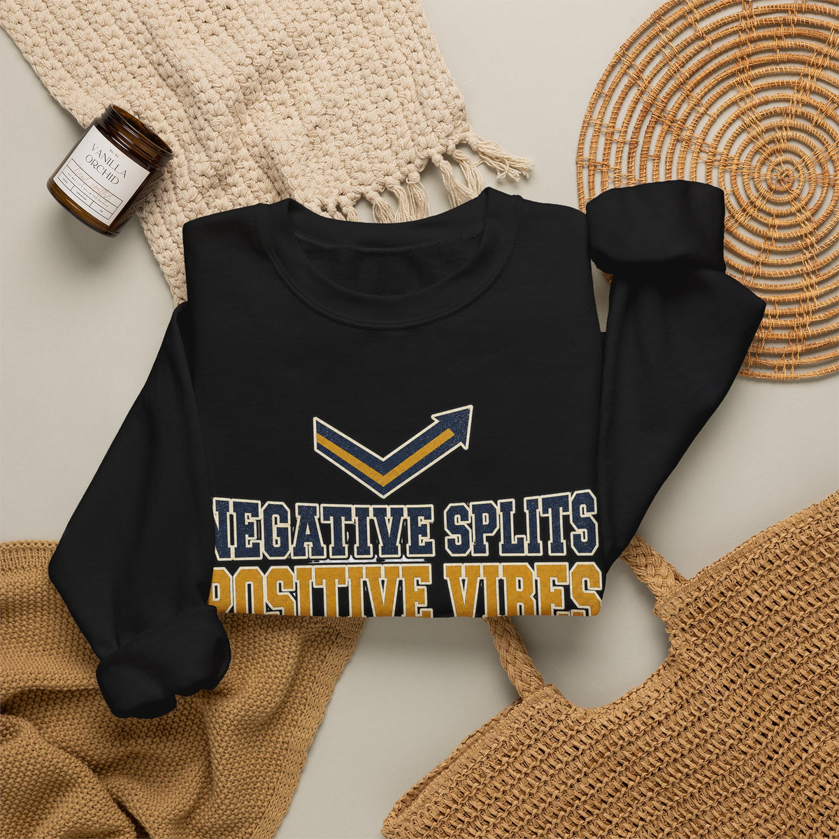 Negative Splits Positive Vibes Sweatshirt - Black - Flat Lay