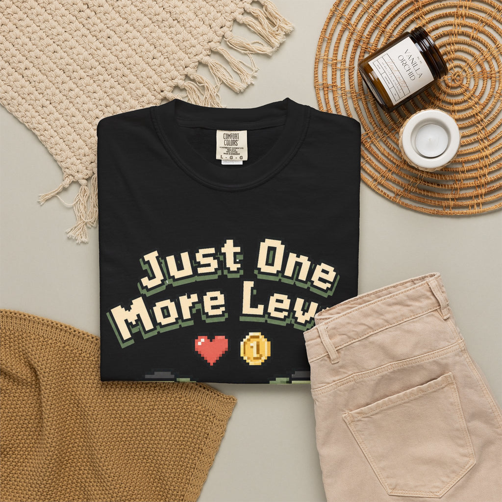 Just One More Level T-Shirt - Black - Flat Lay