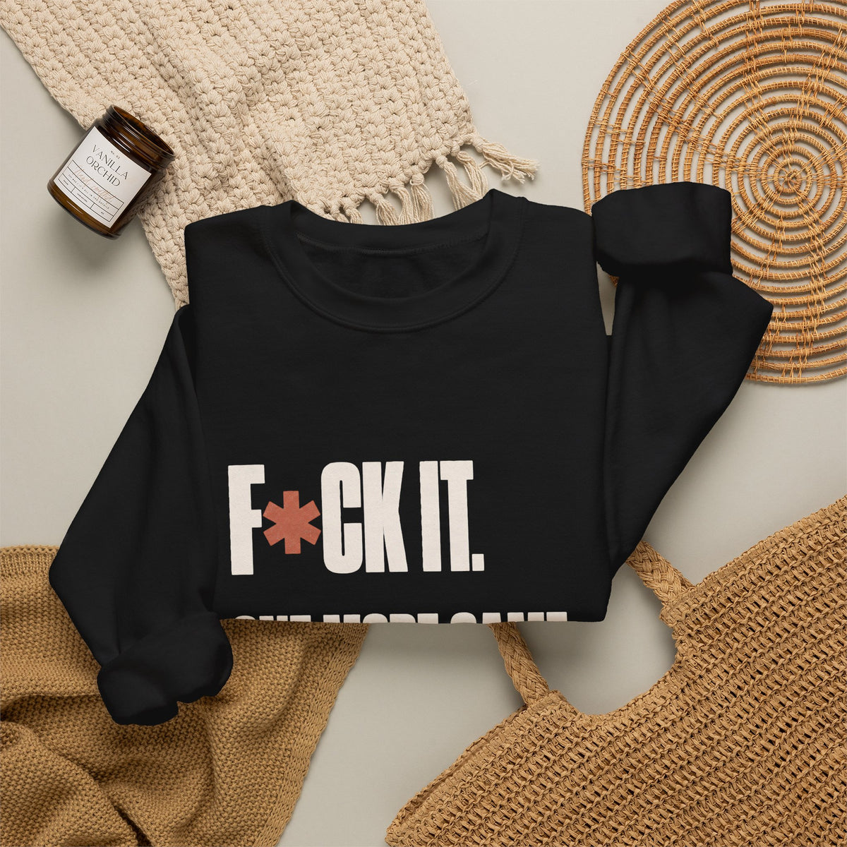F*ck It. One More Game. Sweatshirt - Black - Flat Lay