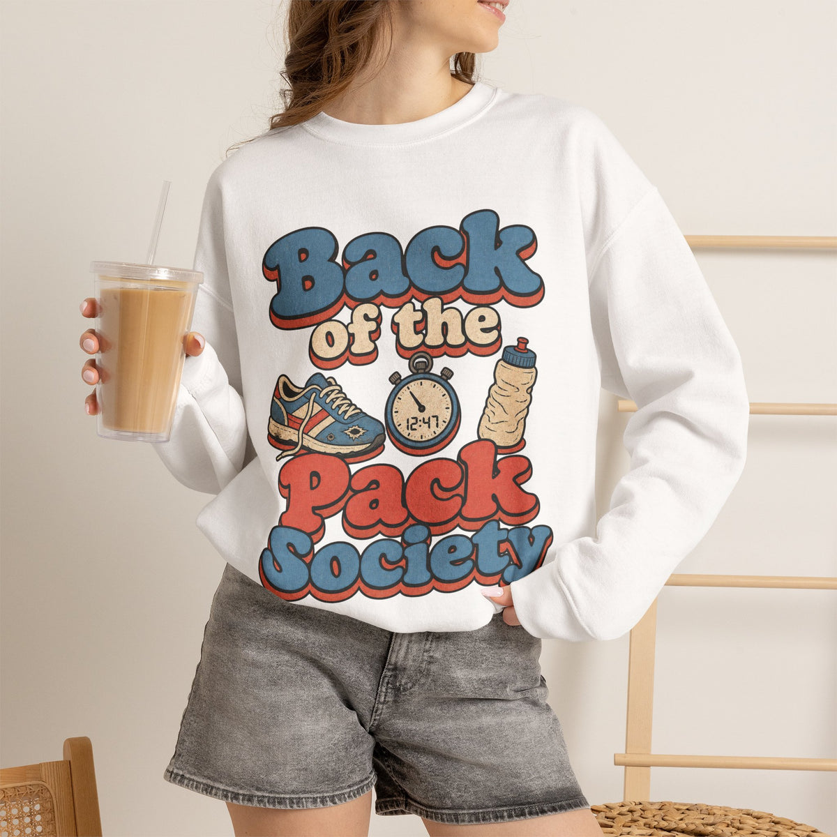 Back of the Pack Society Sweatshirt - White - On Model Female