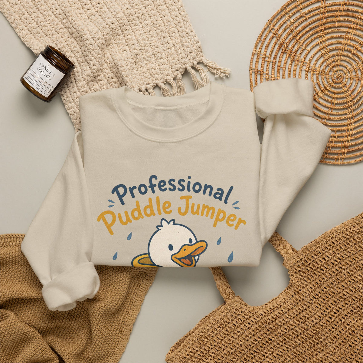 Professional Puddle Jumper Duck Sweatshirt - Sand - Flat Lay