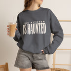 The Kitchen Is Haunted Sweatshirt - Charcoal - On Model Female