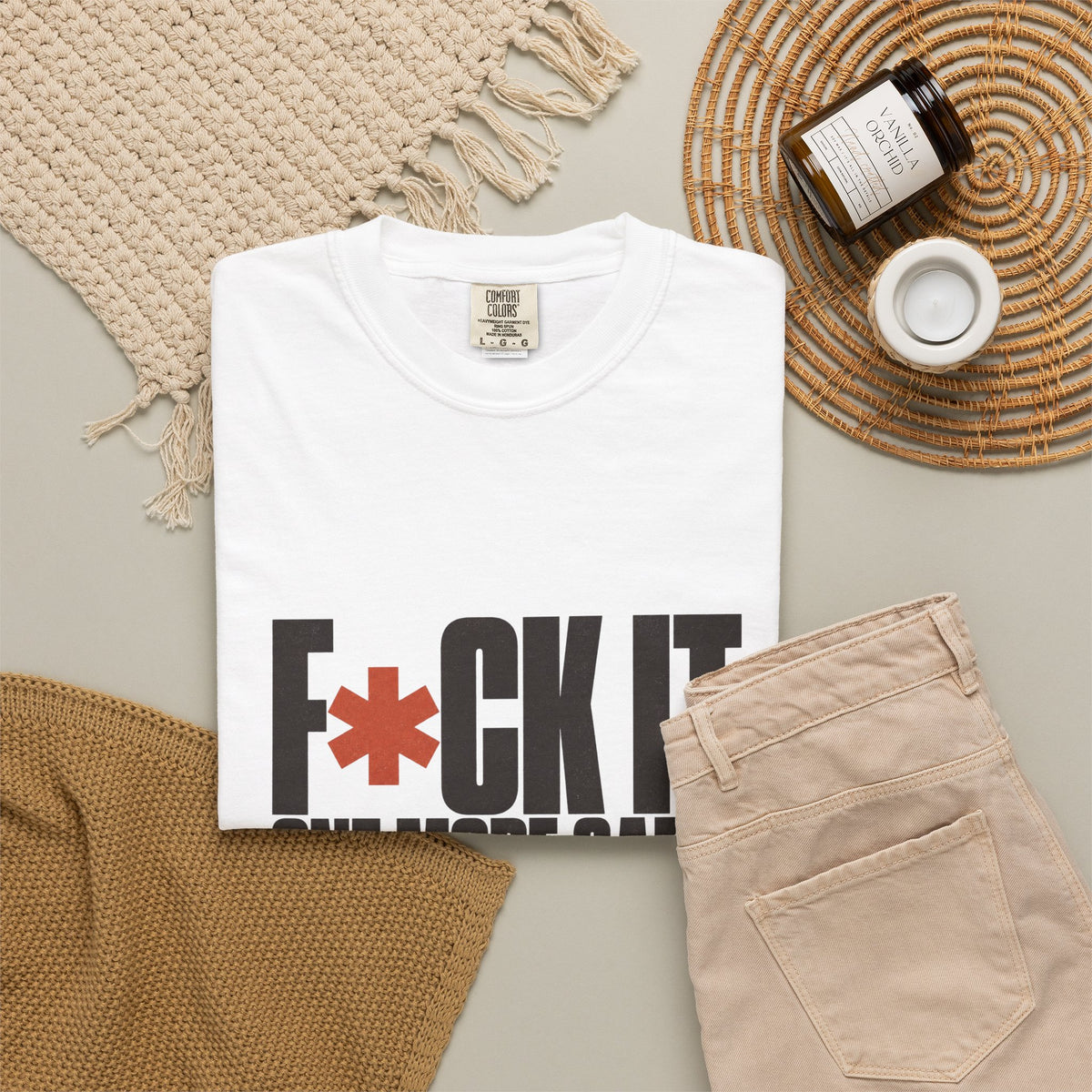 F*ck It. One More Game. T-Shirt - White - Flat Lay