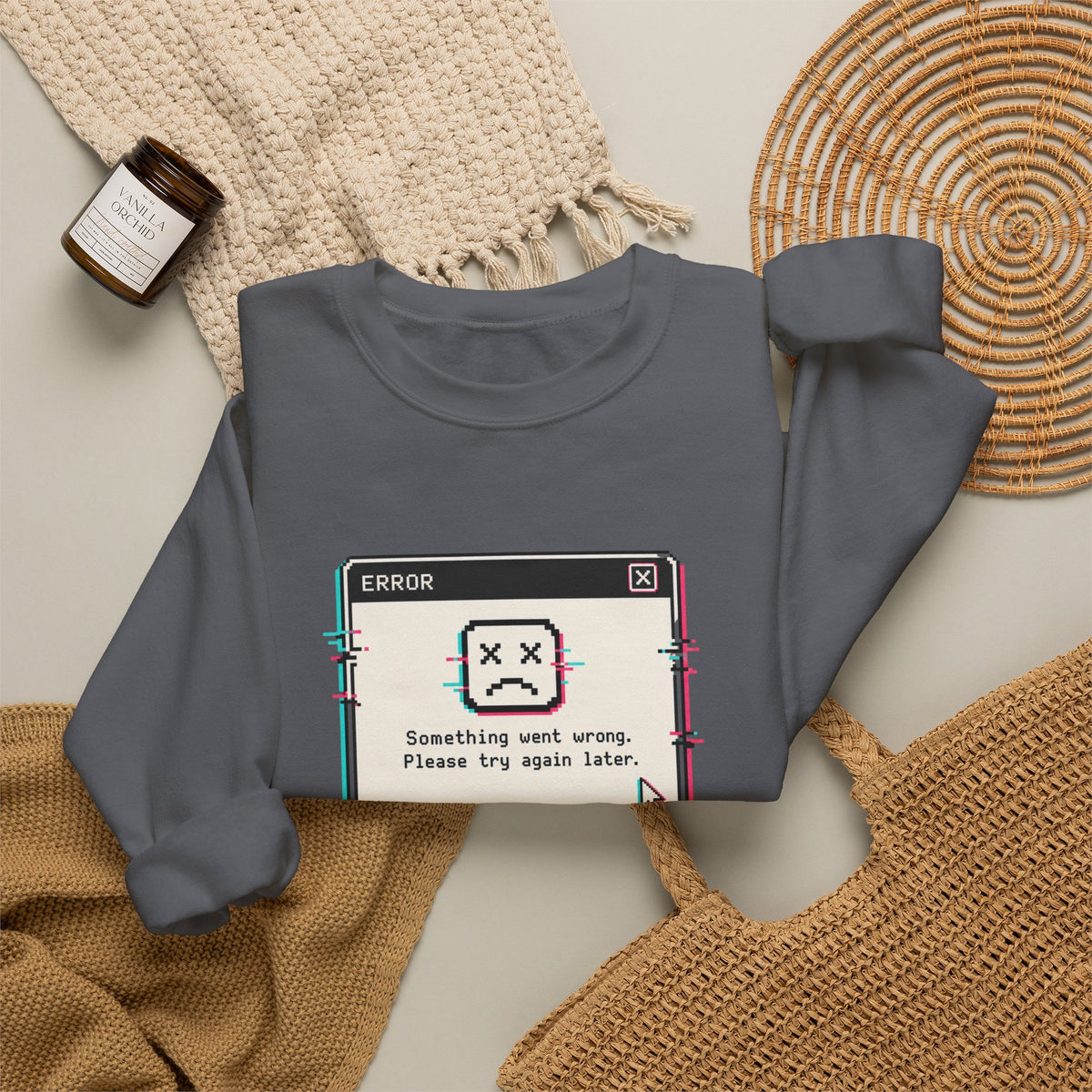 Error 404 Sleep Not Found Sweatshirt - Charcoal - Flat Lay
