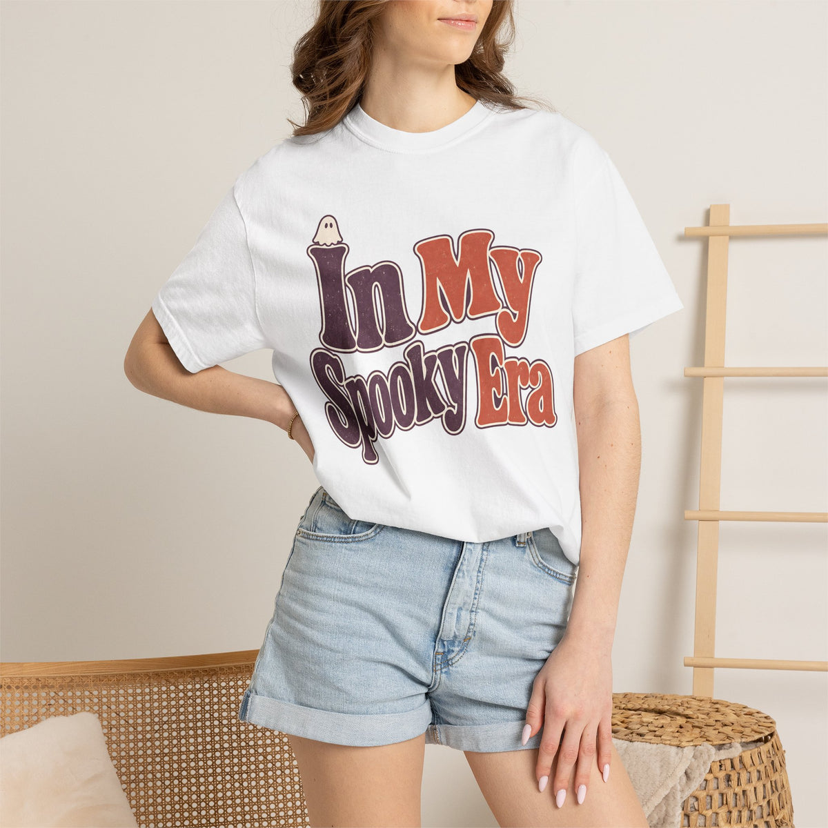 In My Spooky Era T-Shirt - White - On Model Close-Up