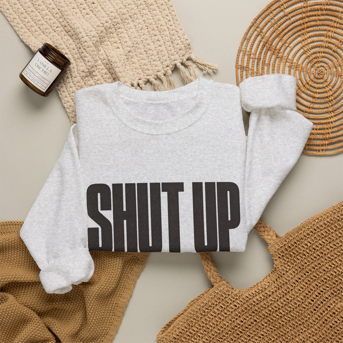Shut Up and Dink Sweatshirt - Ash - Flat Lay