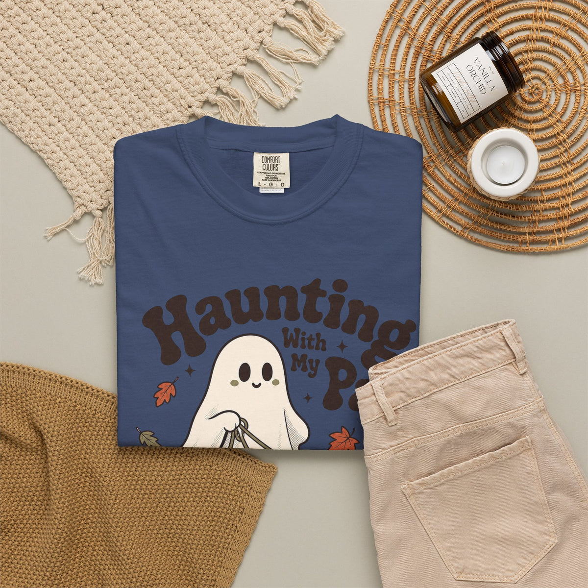 Haunting With My Pack T-shirt - China Blue - flat lay