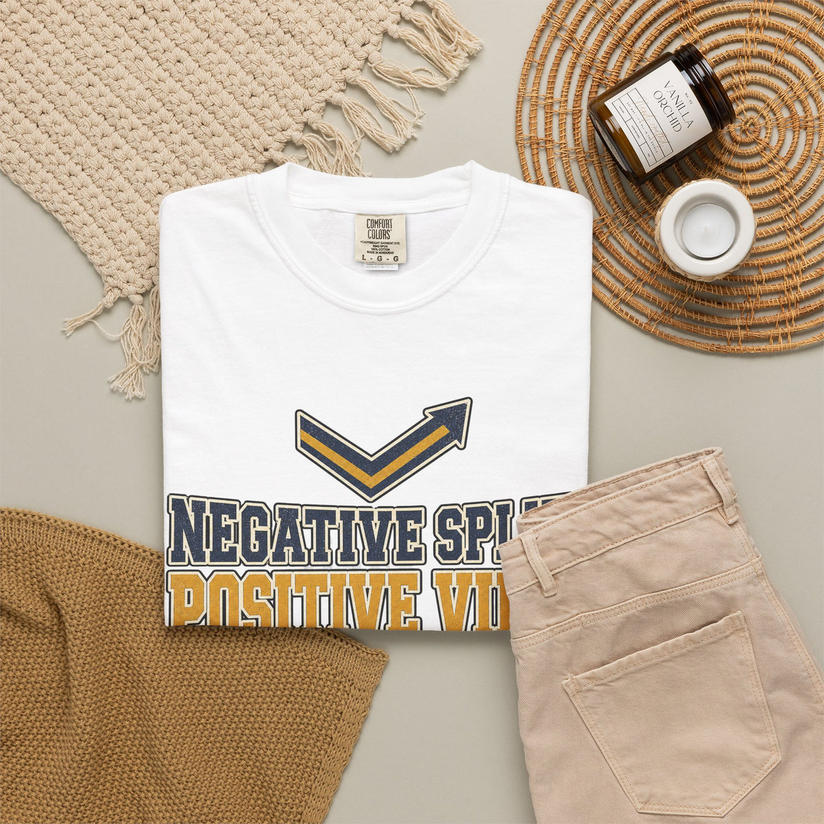 Negative Splits Positive Vibes T-shirt - White - Flat Lay