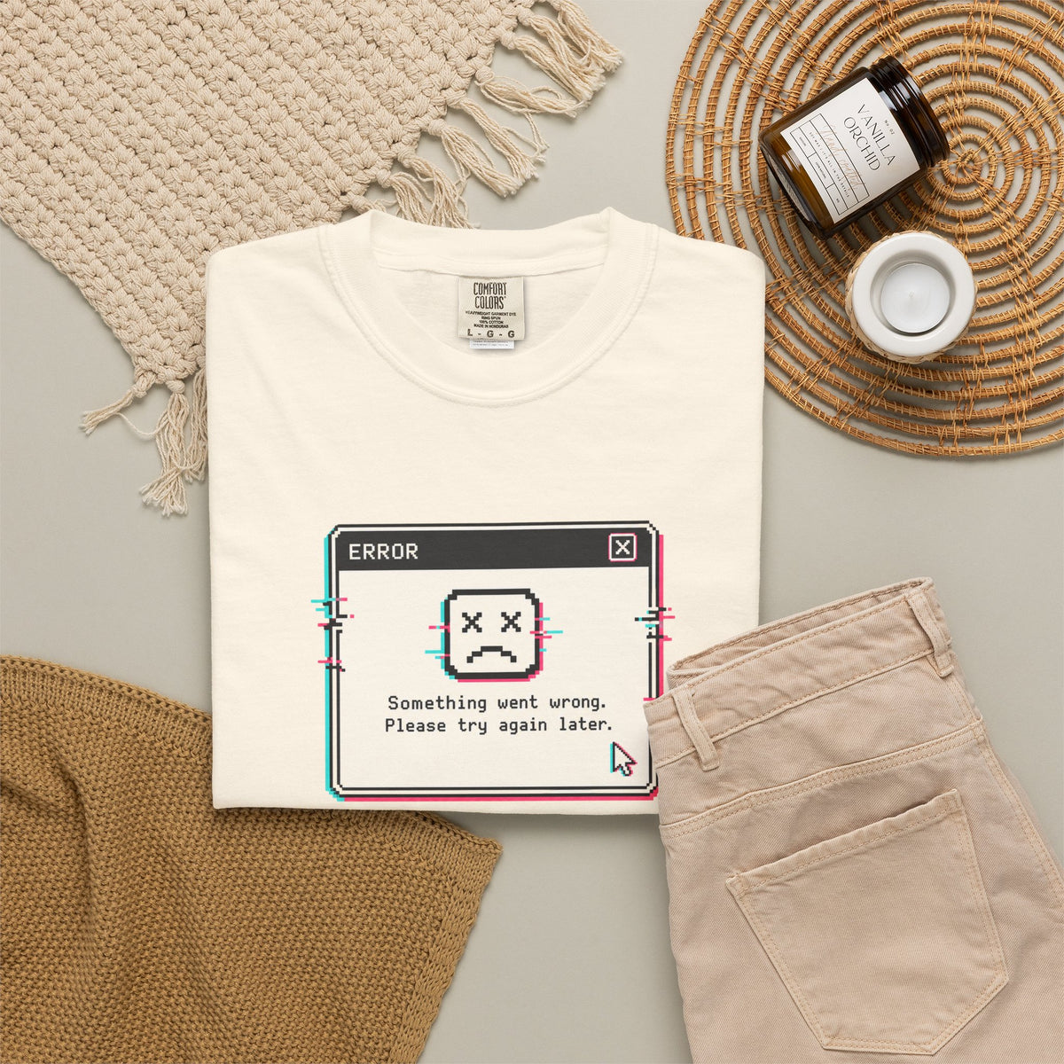 Error 404 Sleep Not Found T-Shirt - Ivory - Flat Lay
