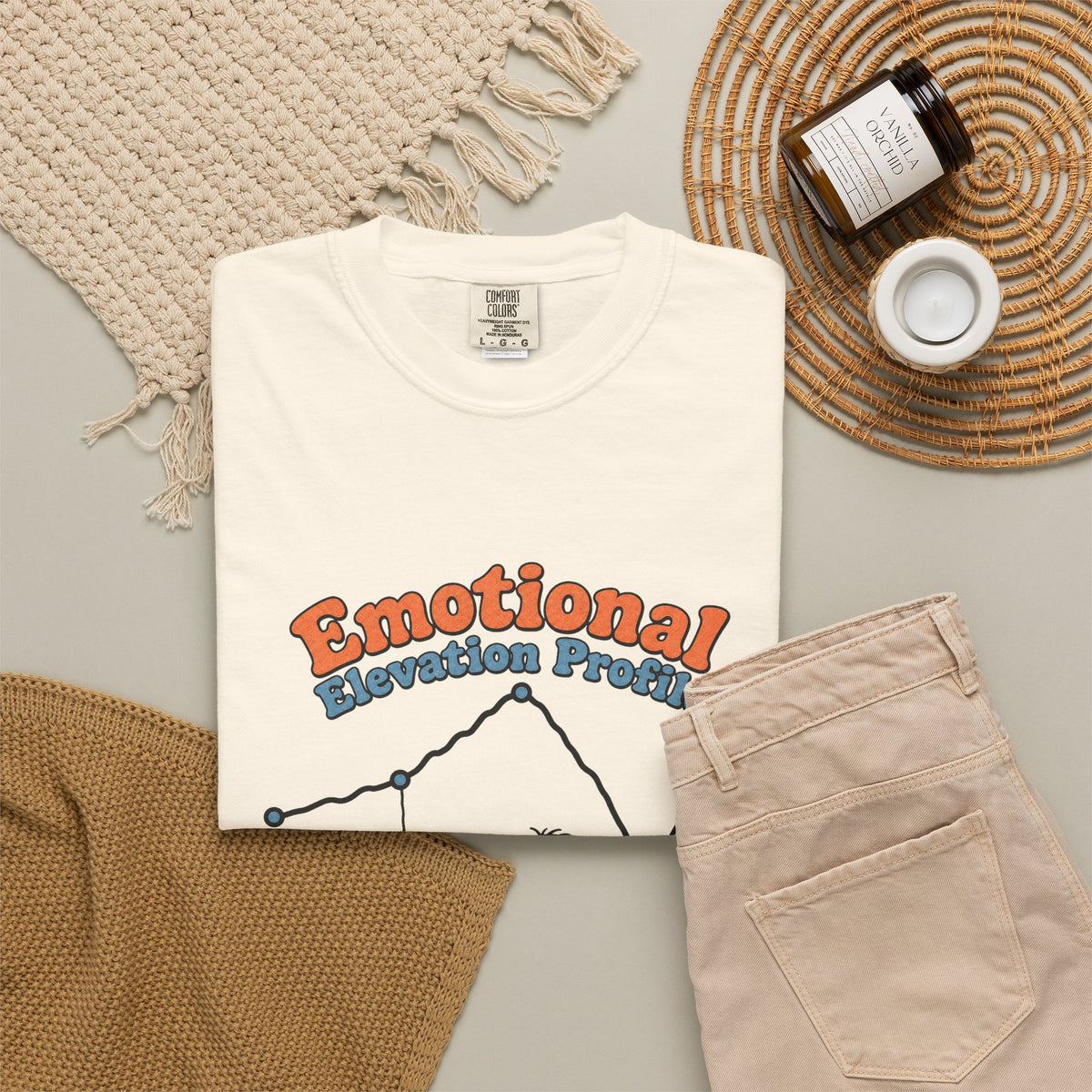 Emotional Elevation Profile T-shirt - Ivory - Flat Lay