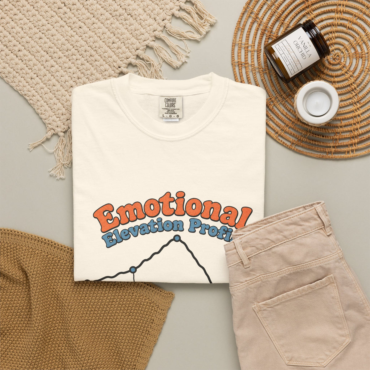 Emotional Elevation Profile T-shirt - Ivory - Flat Lay