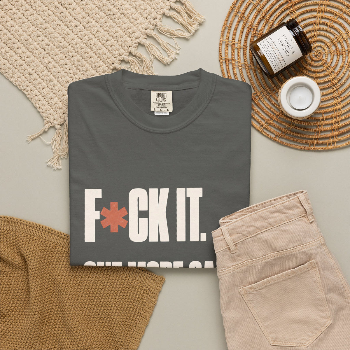 F*ck It. One More Game. T-Shirt - Pepper - Flat Lay