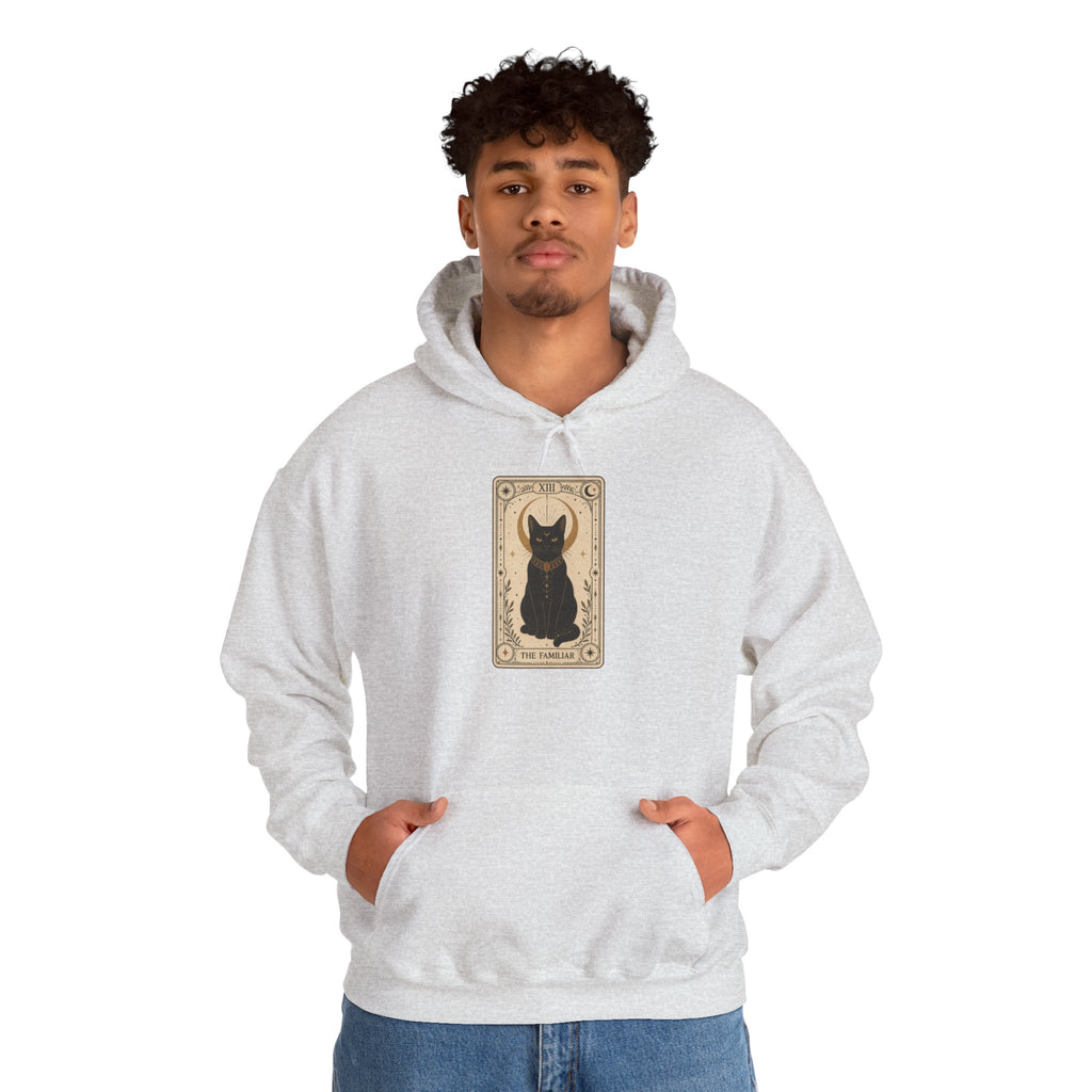 Black Cat Tarot Card Hoodie - Ash - on model male