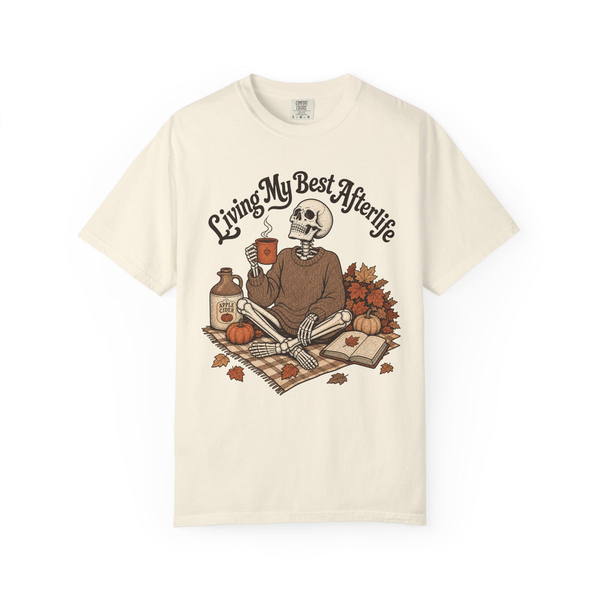 Living My Best Afterlife T-shirt - Ivory - on model side