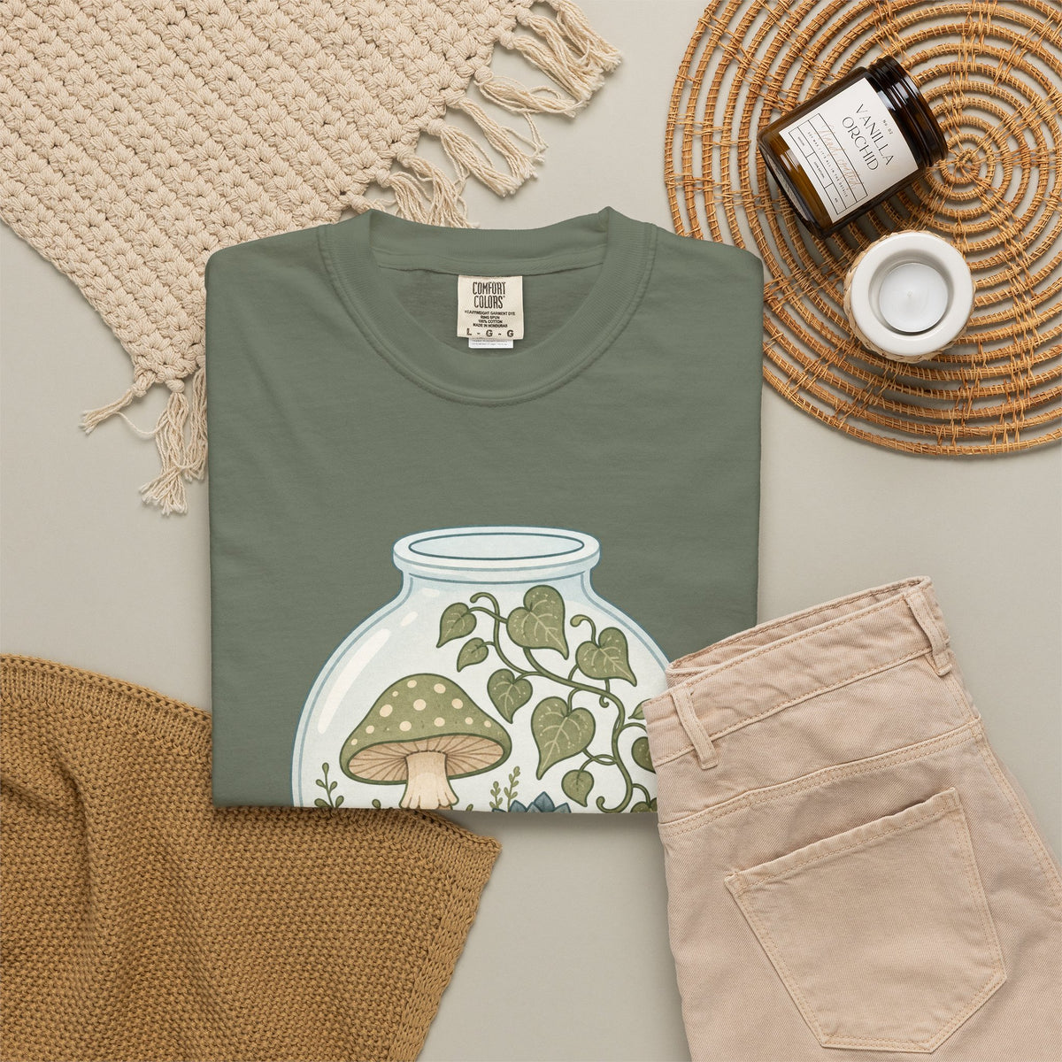 Grow Where You're Planted T-shirt - Moss - Flat Lay