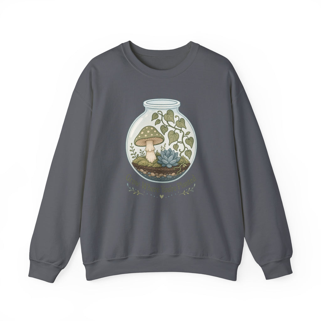 Grow Where You're Planted Sweatshirt - Charcoal - Flat Lay
