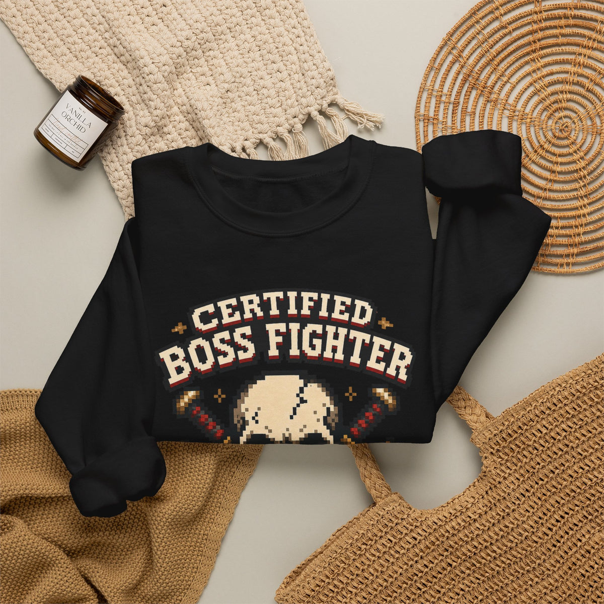 Certified Boss Fighter Sweatshirt - Black - Flat Lay
