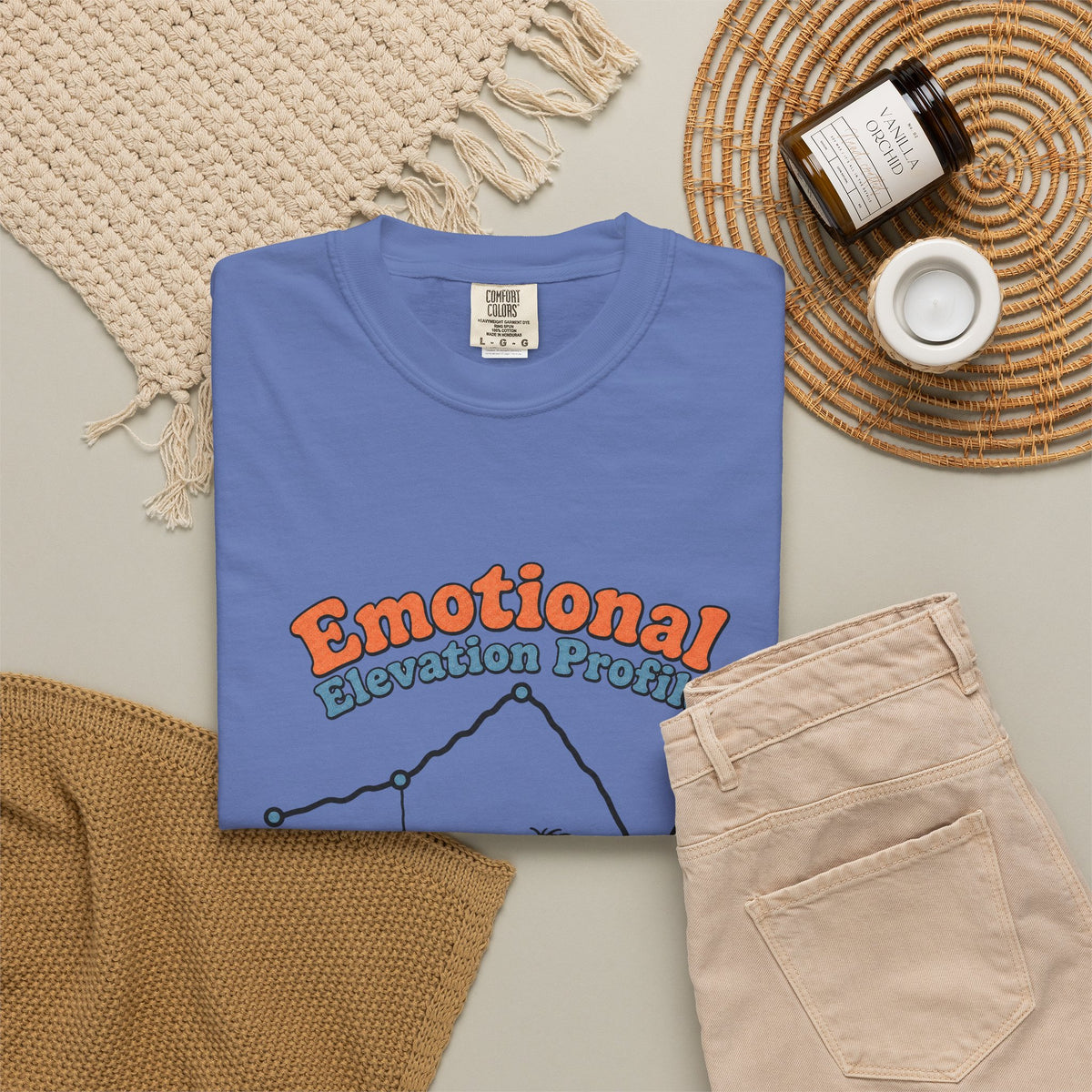 Emotional Elevation Profile T-shirt - Mystic Blue - Flat Lay