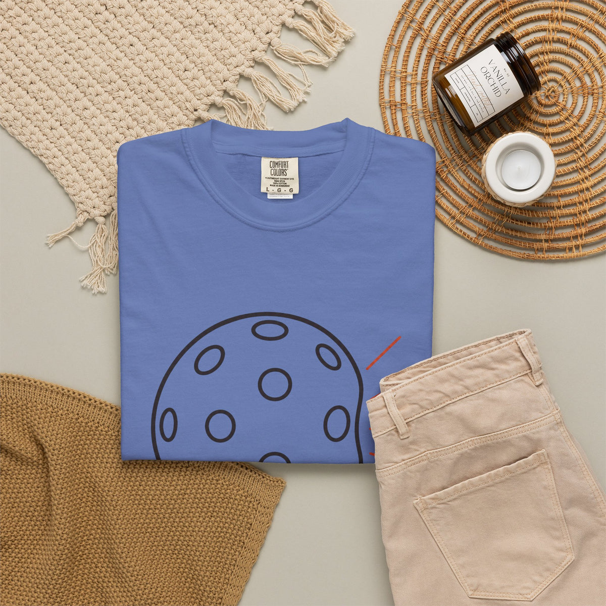 Danger's Gonna Bang T‑Shirt - Mystic Blue - Flat Lay