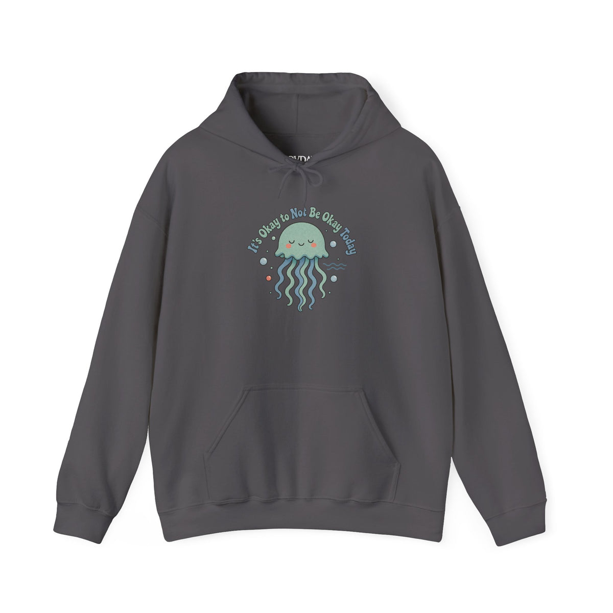 It's Okay to Not Be Okay Hoodie - Charcoal - Flat Lay