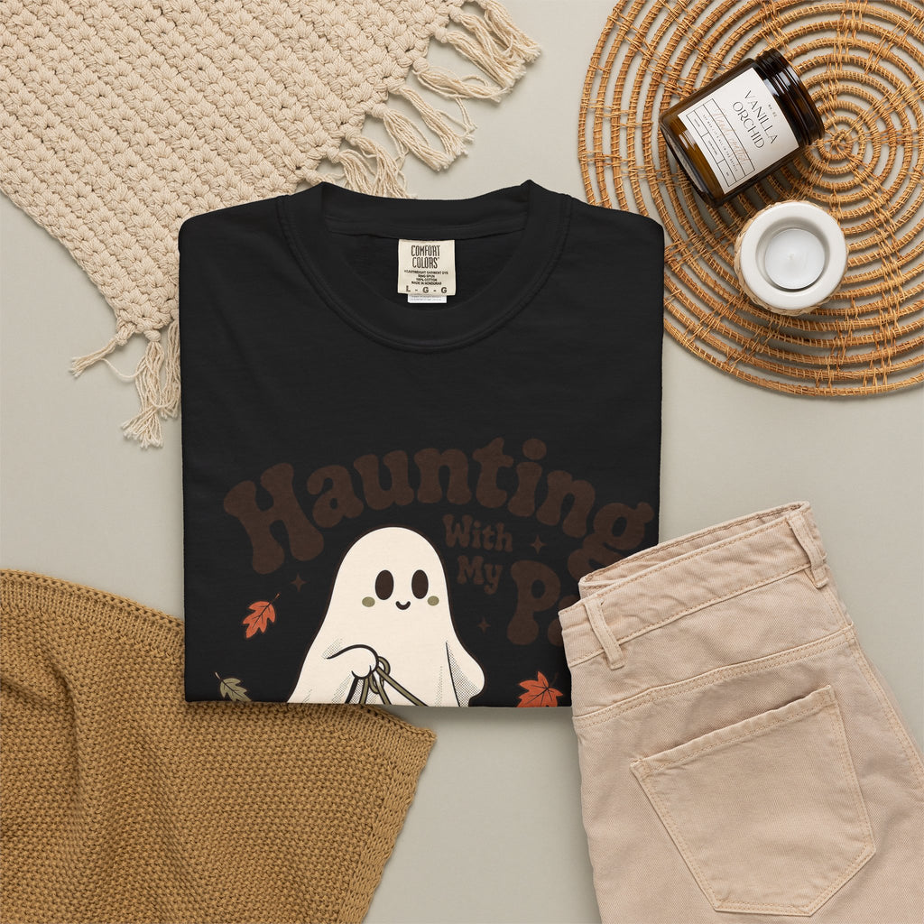 Haunting With My Pack T-shirt - Black - flat lay