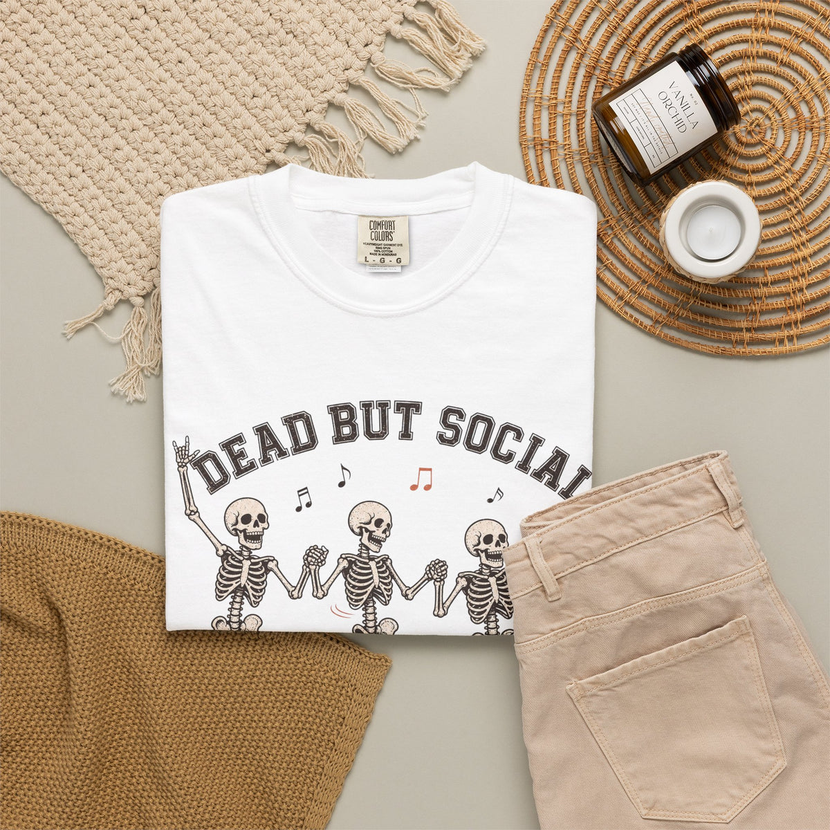 Dead But Social T-Shirt - White - Flat Lay