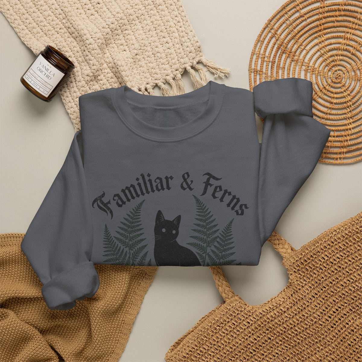 Familiar & Ferns Sweatshirt - Charcoal - Flat Lay