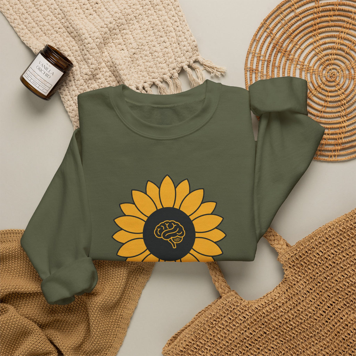 Sunflower Mind Sweatshirt - Military Green - Flat Lay