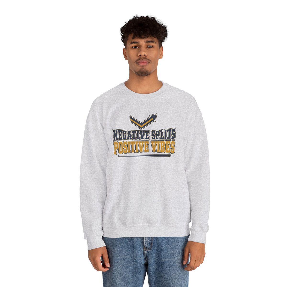 Negative Splits Positive Vibes Sweatshirt - Ash - On Model Male