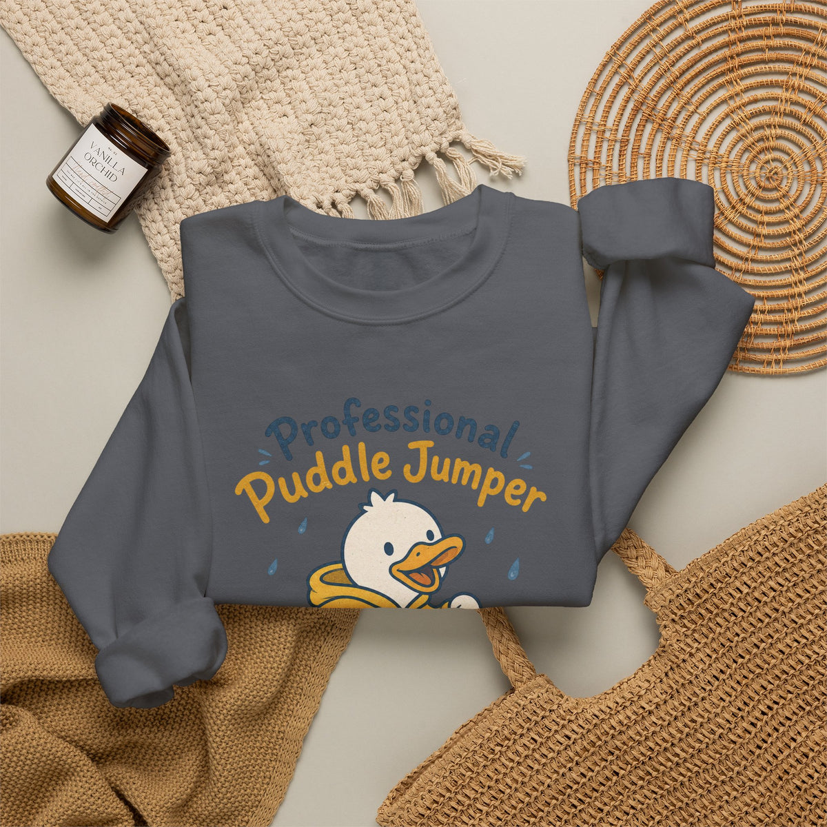 Professional Puddle Jumper Duck Sweatshirt - Charcoal - Flat Lay