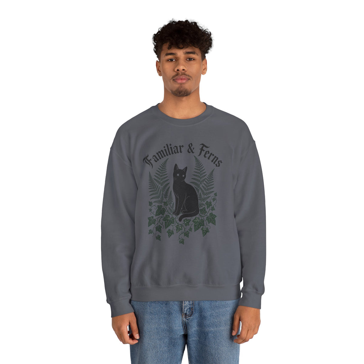 Familiar & Ferns Sweatshirt - Charcoal - On Model Male