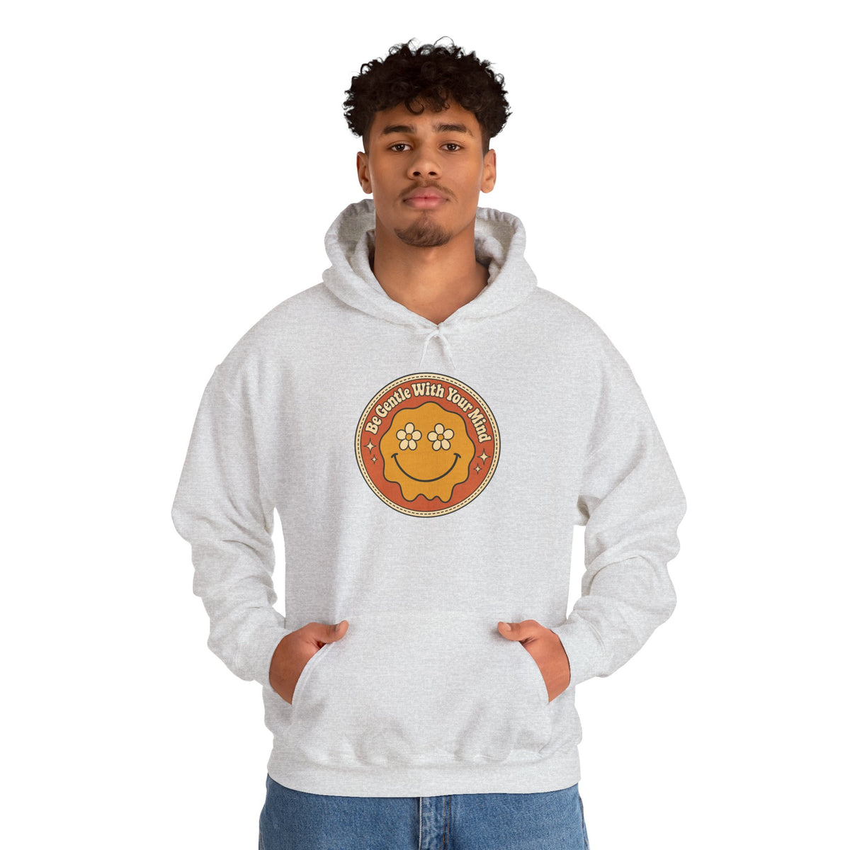 Be Gentle With Your Mind Hoodie - Ash - on model male