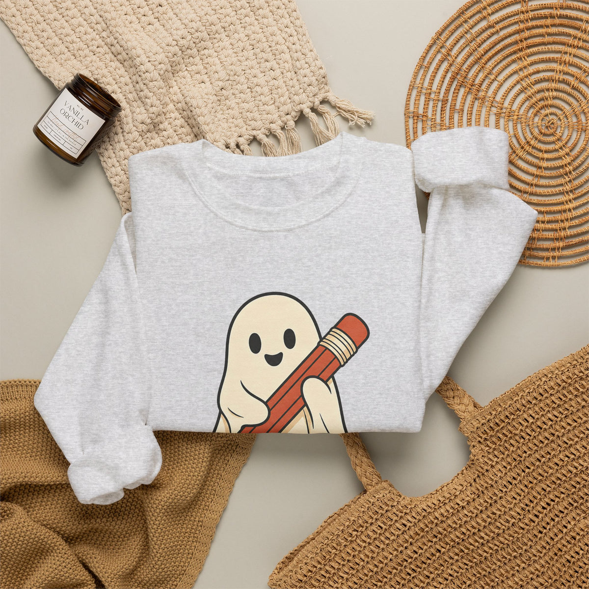 Teaching Little Monsters Sweatshirt - Ash - Flat Lay