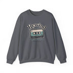 Retro Cassette Tape Sweatshirt - Charcoal - Flat Lay