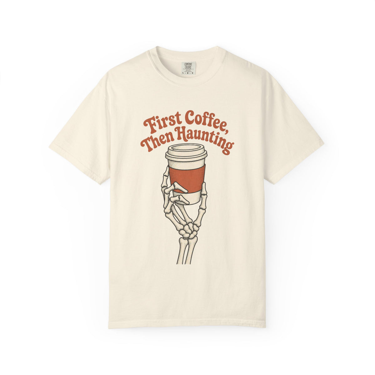 First Coffee Then Haunting T-Shirt - Ivory - On Model Side