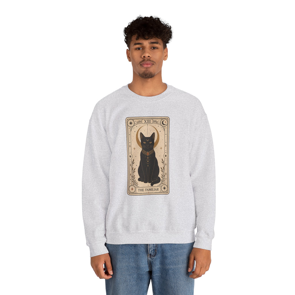Black Cat Tarot Card Sweatshirt - Ash - on model male