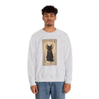 Black Cat Tarot Card Sweatshirt - Ash - on model male