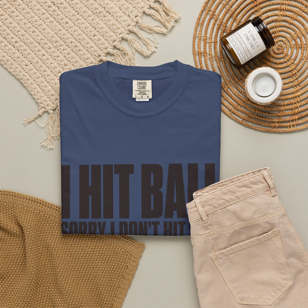 I Hit Ball. Sorry I Don't Hit You T-Shirt - China Blue - Flat Lay